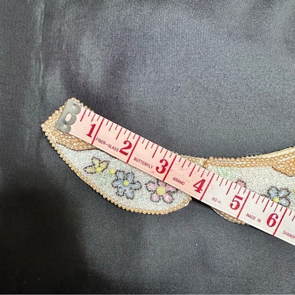 1950s Beaded Faux Pearl Floral Peter Pan Collar Dickey Cottagecore Japan - Picture 9 of 11